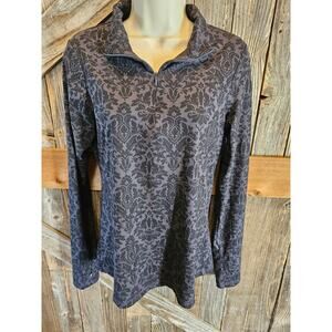 Eddie bauer sz M floral whimsigoth performance long sleeve top thumb holes black